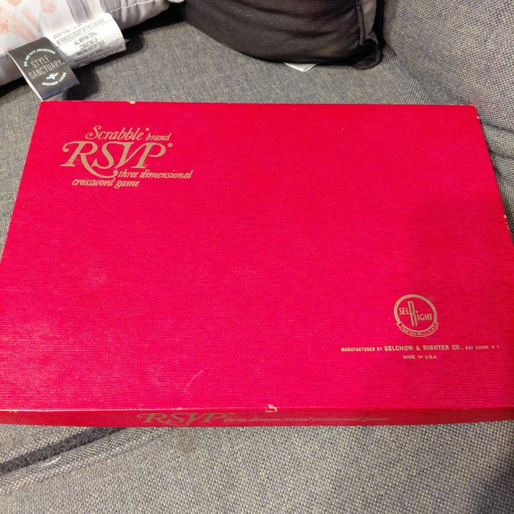 Scrabble RSVP 3D Crossword Board Game One Size Red Blue Vintage